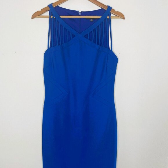Guess - Caged Detail,  Bodycon, Slight Stretch, Blue, Sheath Dress - Size 14 - Picture 1 of 8